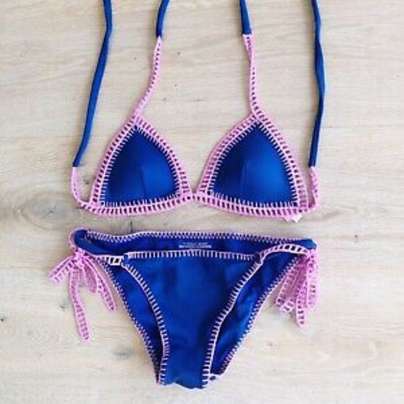Victoria's Secret Other - Victoria's Secret Navy & Pink Crochet Trim Bikini